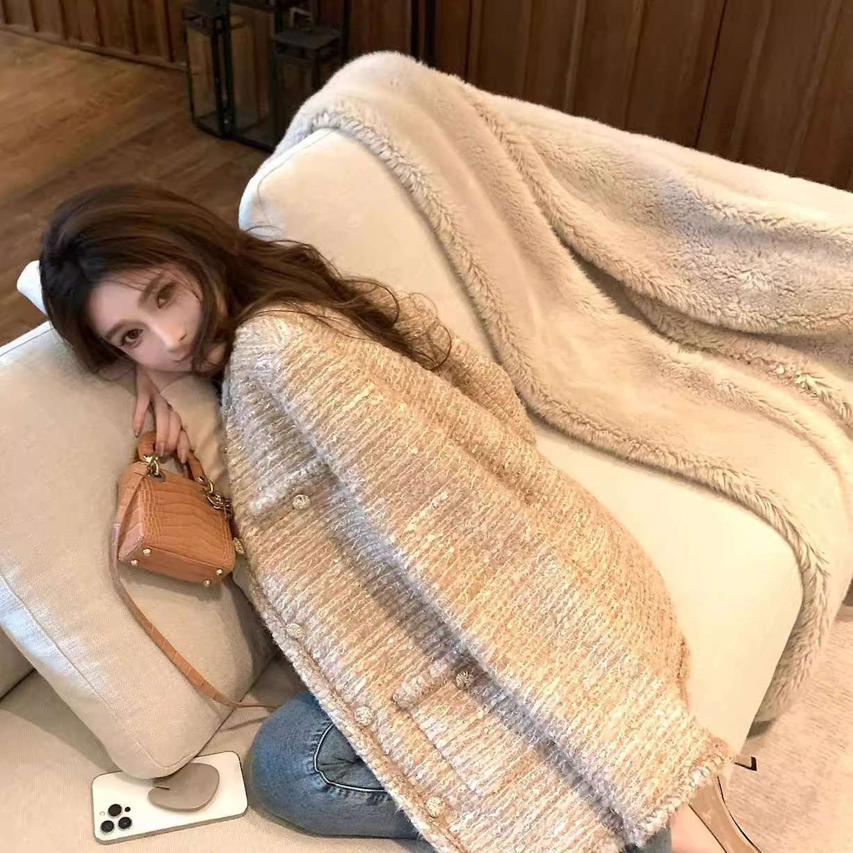 爵莱菲大码2025秋冬新款气质名媛高奢羊毛粗花呢织带小香外套,女装/女士精品,常规大码外套,淘宝优惠券,粉丝福利购,淘宝优惠卷