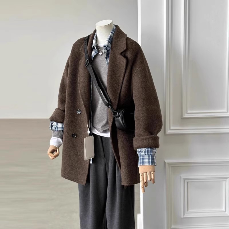 爵莱菲大码双面羊绒大衣女短款2025年秋冬新款高端韩版羊毛呢外套