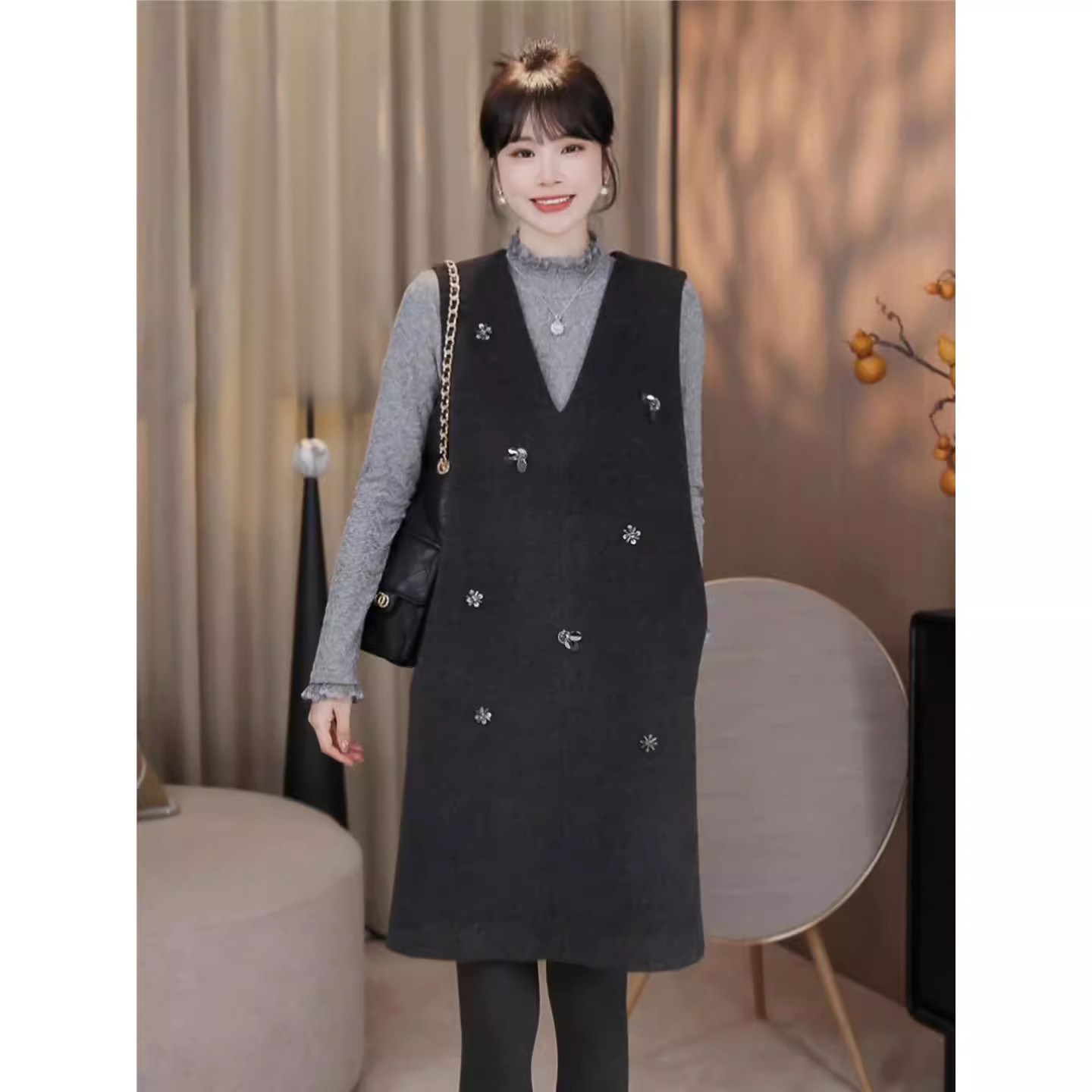 爵莱菲大码胖mm羊毛背心裙女2025秋冬款气质小香风连衣裙200斤,女装/女士精品,大码连衣裙,淘宝优惠券,粉丝福利购,淘宝优惠卷