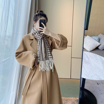 中长款驼色冬季双面羊绒大衣