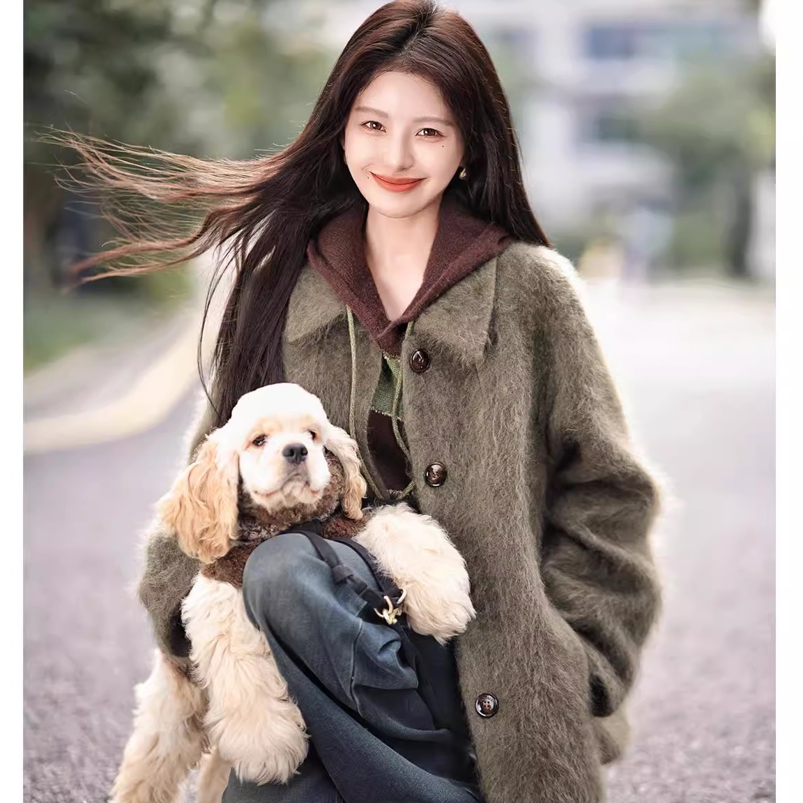 爵莱菲大码胖mm拉毛羊绒大衣-短版皮草显瘦2025新款气质大衣外套