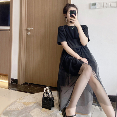 爵莱菲纯色百褶纱裙A字裙