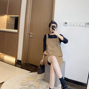 大码牛仔连衣裙两件套套装微胖mm遮肉显瘦秋装休闲女装背带裙2024