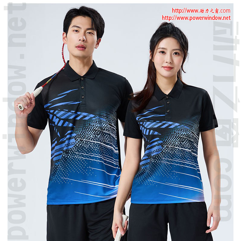 动力之窗个性时尚速干运动T恤翻领POLO短袖羽毛球服男女乒乓球服