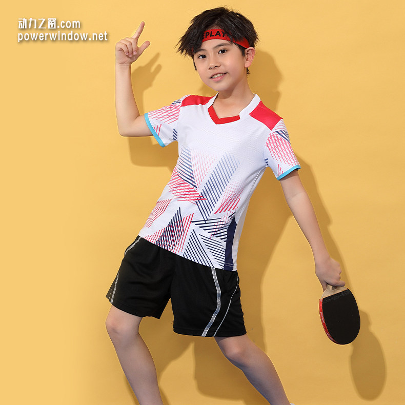 动力之窗个性运动上衣乒乓球服儿童羽毛球服男女速干短袖定制队服