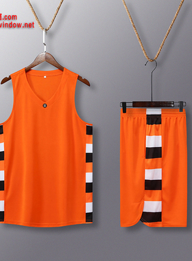 动力之窗v领透气速干橙色篮球运动套装青少年篮球服定制队服球衣