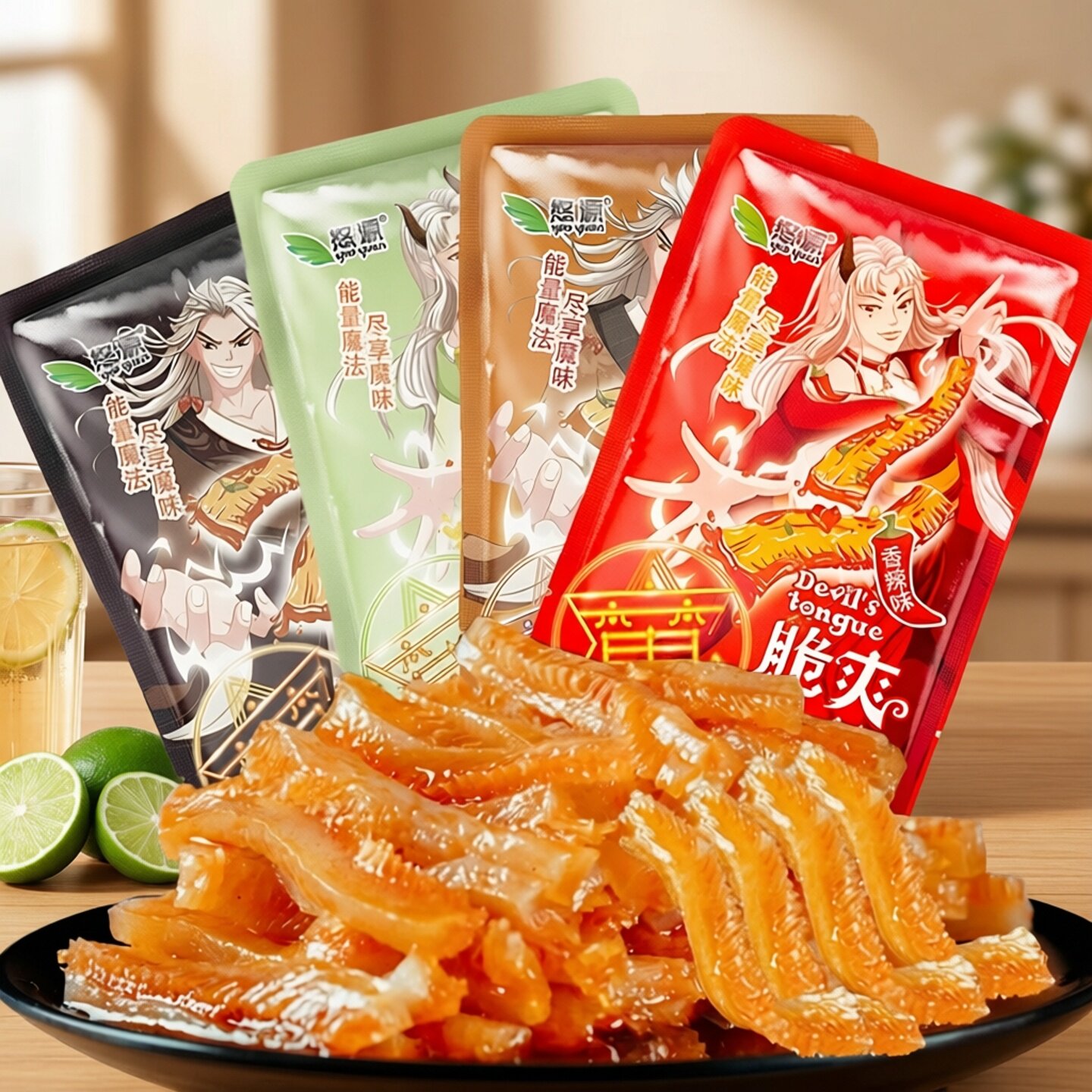 悠源脆爽魔芋 泡椒黑鸭香辣卤香辣条魔芋爽 素肉办公室零食小吃