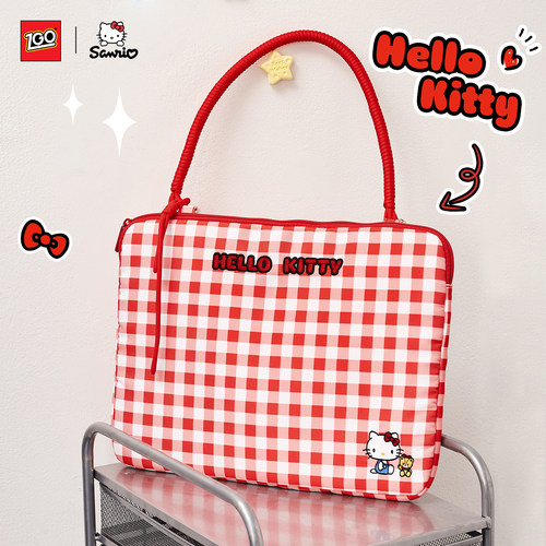 HelloKitty凯蒂猫红白格笔记本包