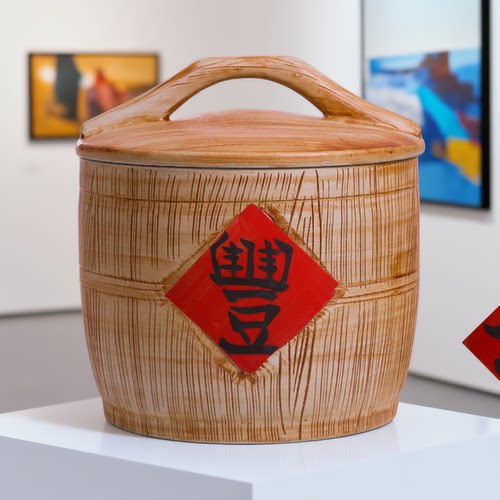 景德镇陶瓷带盖密封罐防潮米缸