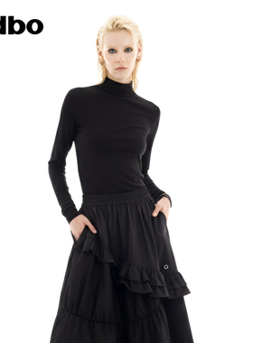 odbo欧迪比欧设计感长袖针织衫女秋冬修身打底衫显瘦内搭套头上衣