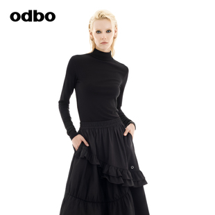 打底衫 女秋冬修身 显瘦内搭套头上衣 针织衫 odbo欧迪比欧设计感长袖