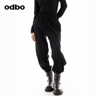 欧迪比欧纯棉卫裤 百搭长裤 女秋冬新款 束脚裤 宽松休闲运动裤 odbo