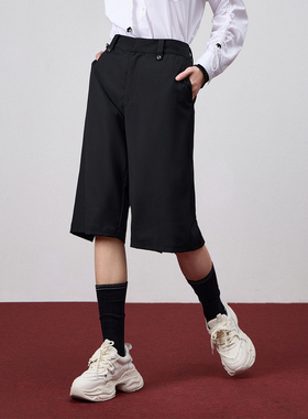 odbo/欧迪比欧免烫抗皱五分裤女夏薄款宽松直筒阔腿裤高腰短裤