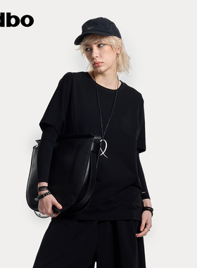 odbo/欧迪比欧纯棉短袖t恤女夏薄款轻奢高级感正肩宽松叠穿打底衫