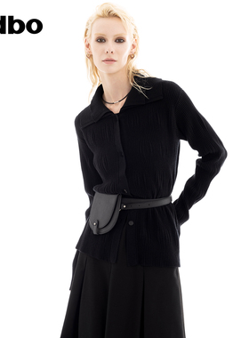 odbo/欧迪比欧韩版针织开衫春秋针织衫修身新款显瘦POLO上衣毛衣