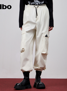 odbo/欧迪比欧原创设计感工装裤女春秋宽松直筒阔腿裤百搭束脚裤