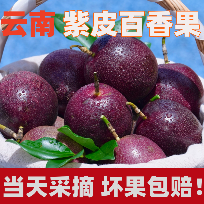 云南紫皮百香果大果新鲜水果包邮当应季果酱原浆柠檬汁新品种广西