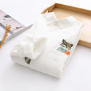 学生百搭打底保暖衬衣 女长袖 秋冬新款 文艺加绒加厚刺绣松鼠白衬衫