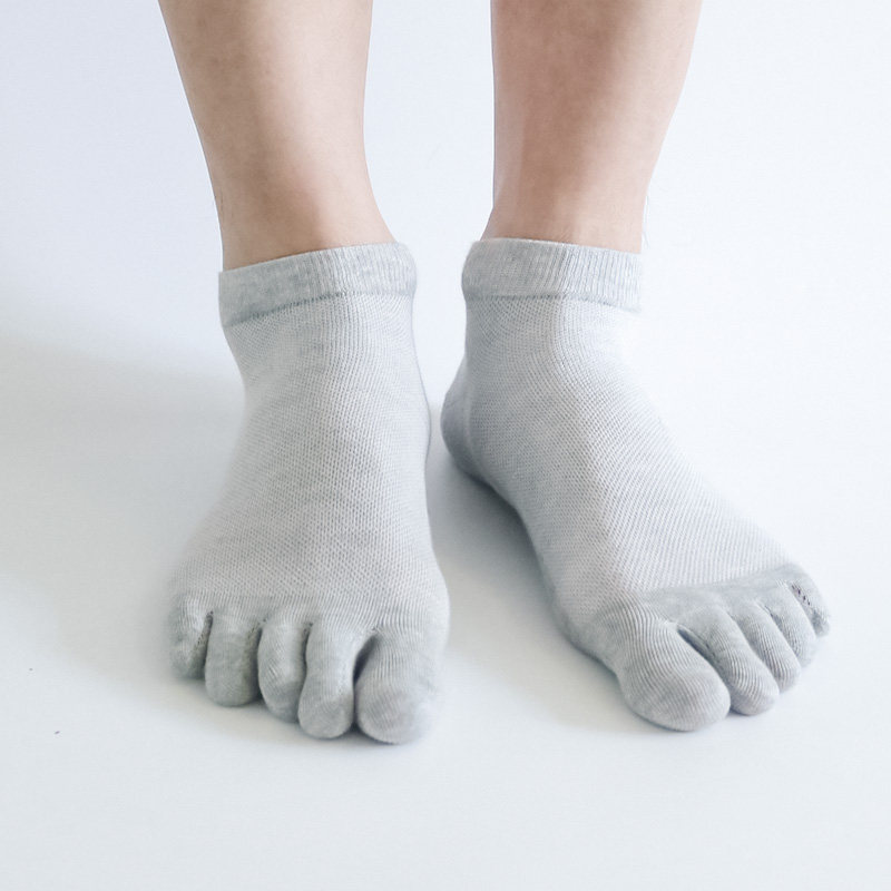 大码五指袜纯棉男袜子夏天透气网面夏季薄款吸汗低帮短筒五指船袜