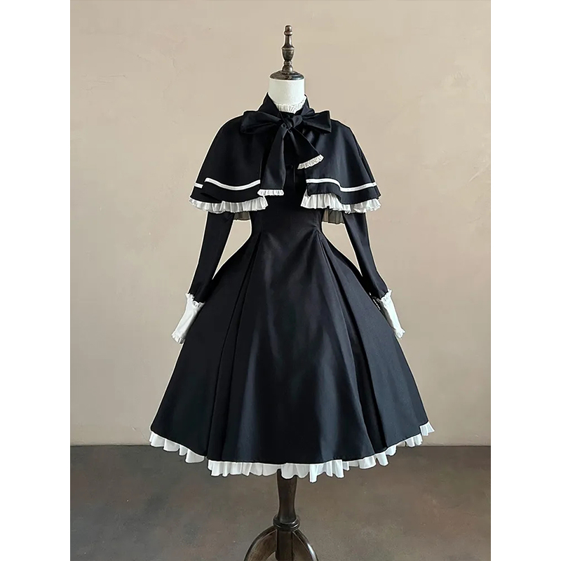 斗篷气质收腰显瘦连衣裙套装