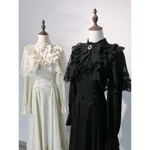 法式千金风优雅斗篷连衣裙女秋冬新款高级感气质系带收腰显瘦长裙