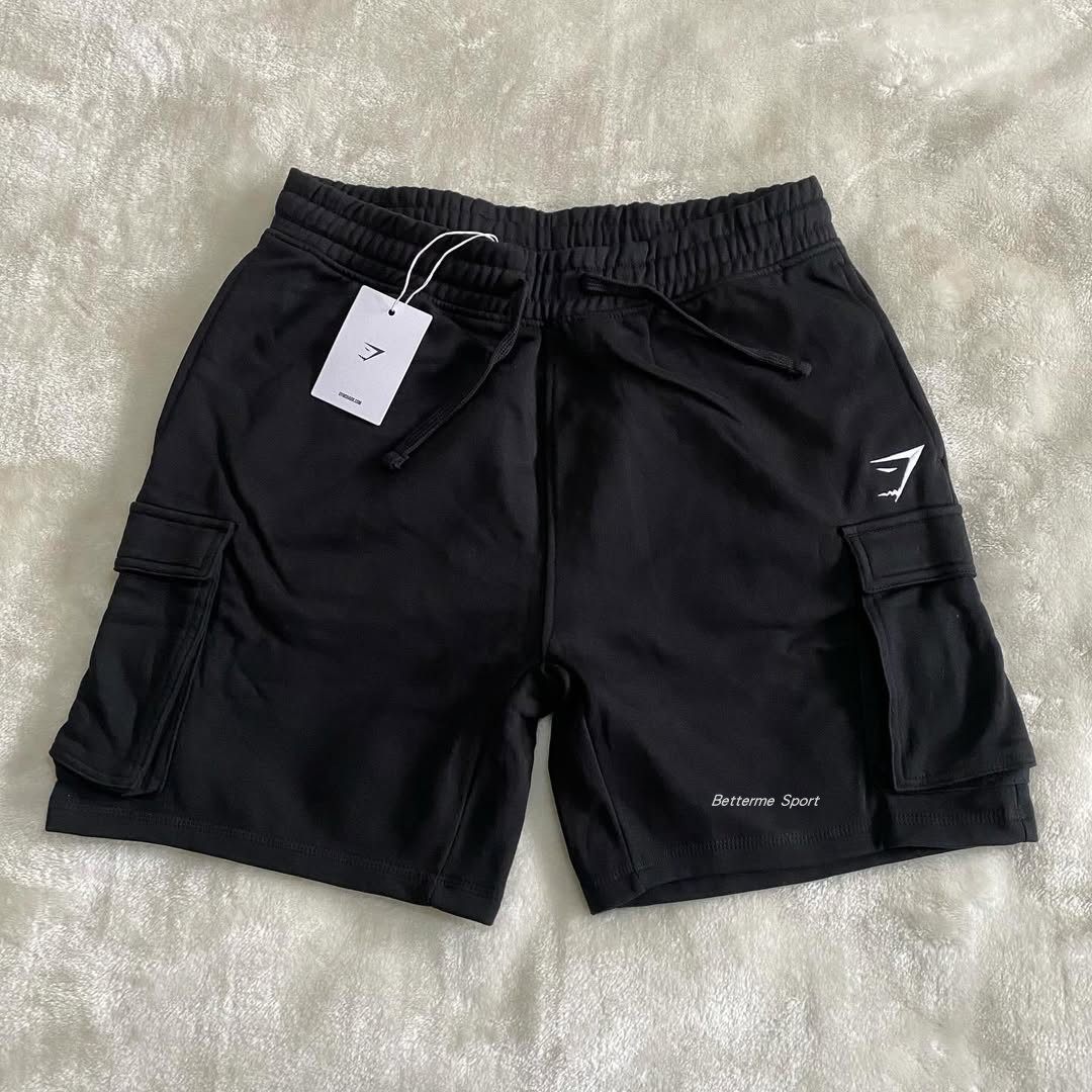 鲨鱼训练运动休闲黑色五分裤男士