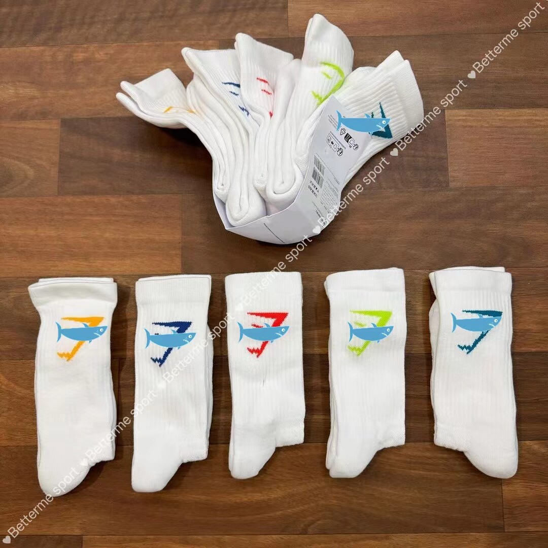 鲨鱼彩色高筒袜子5双装训练袜