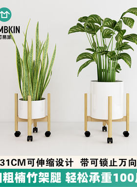 北欧风可伸缩花架落地式带轮