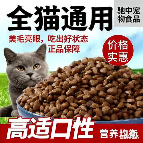 通用型全价猫粮5斤10斤大包装便宜土猫狸花猫大小通用