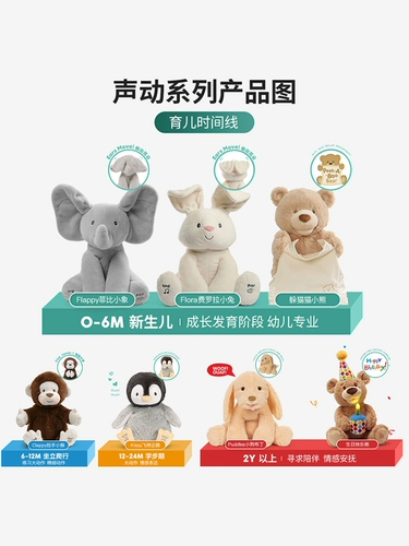 Baby gund, плюшевая игрушка для сна, музыкальная кукла, слон