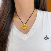 黄金包银吊坠女款 宝平安锁宝宝锁吊坠送女友 百搭元 镂空时尚 气质款