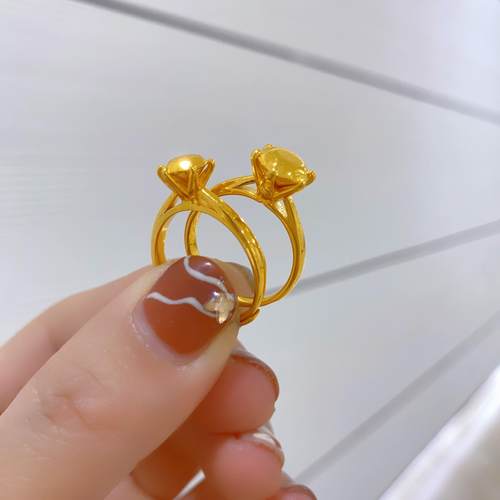 金包银戒指女新款仿真黄金素圈