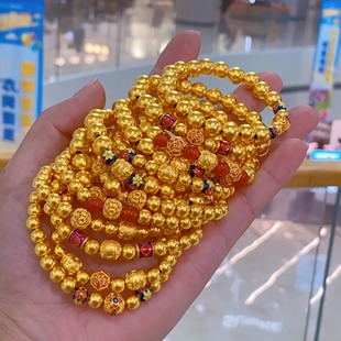 金包银手串圆珠新款光珠珐琅彩手链男女同款经典时尚百搭商场同款