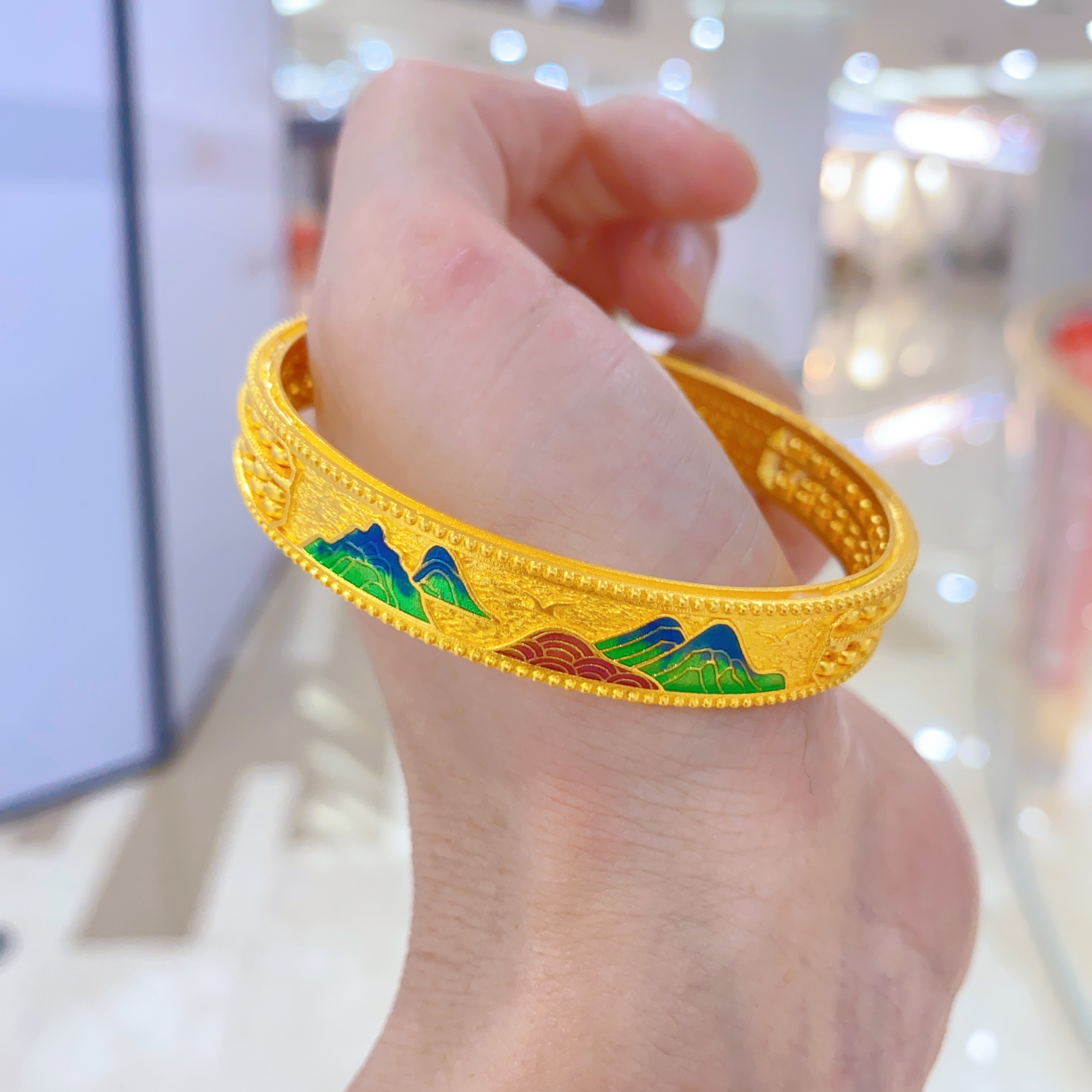 金包银手镯珐琅彩十里河山送女友