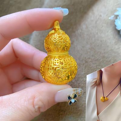 黄金包银吊坠女款葫芦镂空花丝