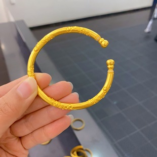 古法金包银手镯女镶钻福禄开口手镯实心厚包不掉色轻奢送妈妈礼物