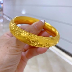 金包银手镯女款百搭轻奢泥鳅背光面镯子古法网红爆款送老婆可定制