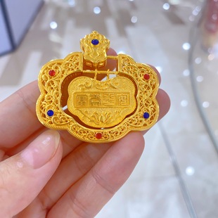 长命锁送女友 金包银平安锁吊坠福禄有余喜事连连珐琅非遗手工女款