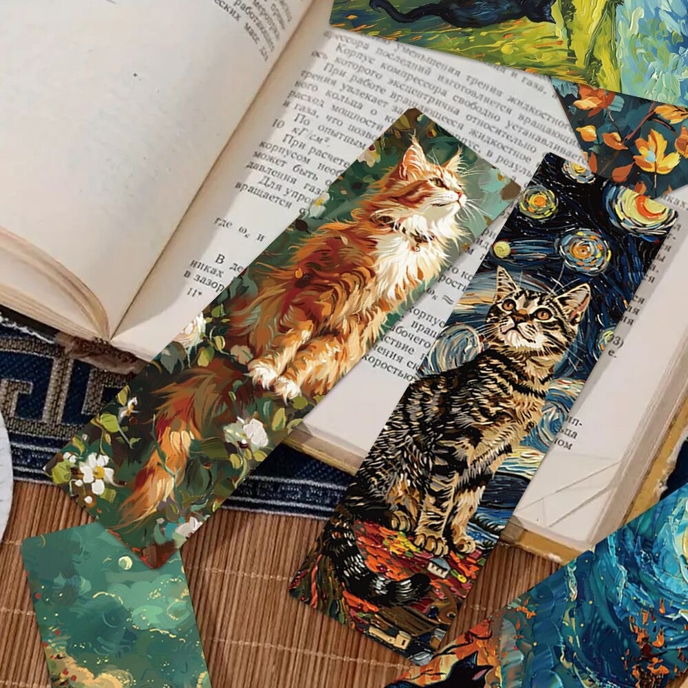 拾乐复古油画小猫书签高颜值