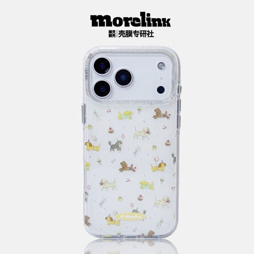 Morelink原创ins细闪汪汪大队iPhone17promax适用苹果16pro日韩可爱小狗14pm/少女卡通17/防摔情侣全包保护壳