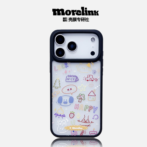 Morelink原创ins新款创意涂鸦手绘可爱 iPhone17promax适用苹果pro日韩风14pm少女卡通16/防摔情侣全包保护壳