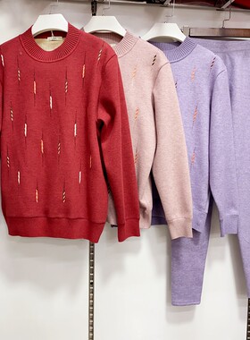 劲派长袖女羊毛刺绣保暖内衣