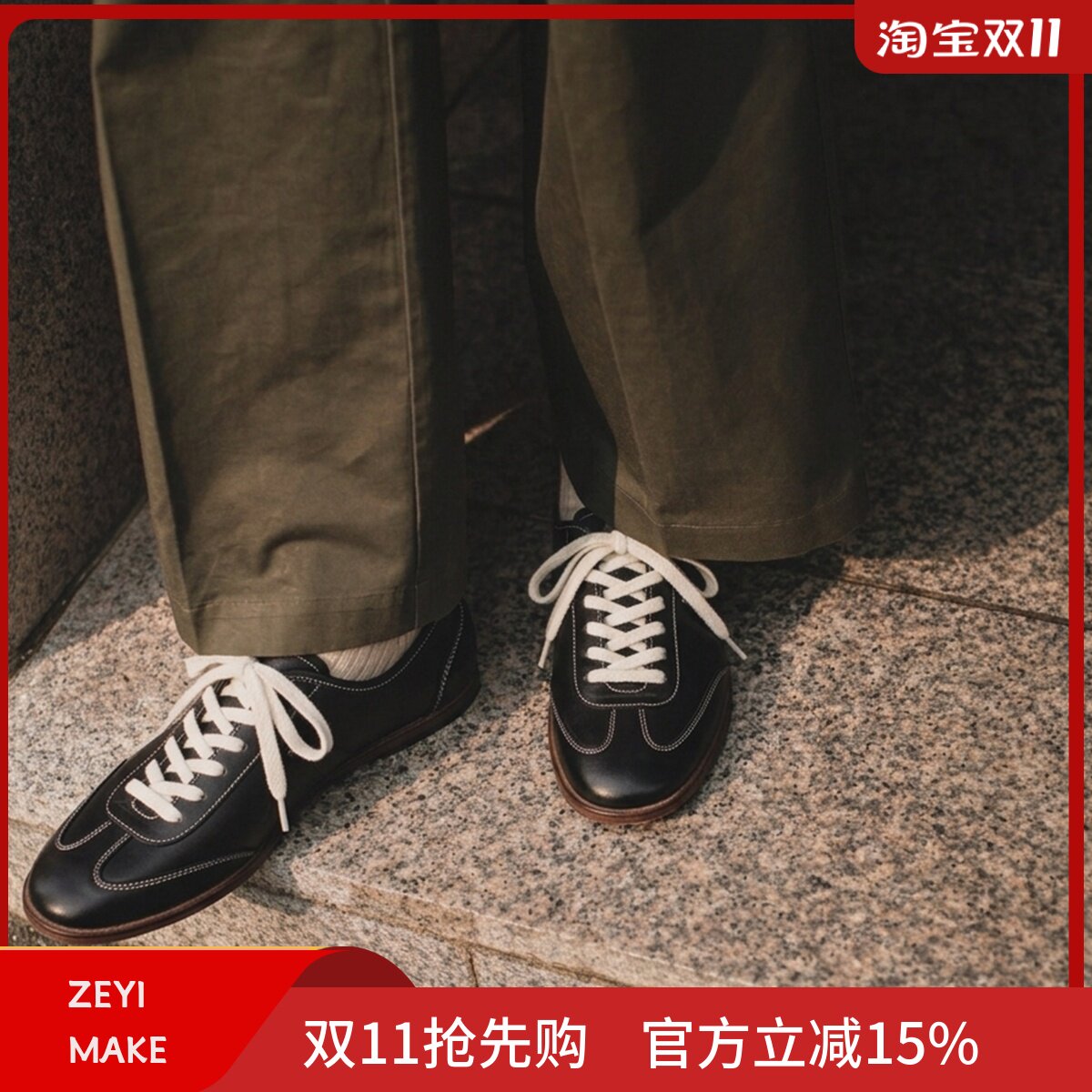 2026壹植新款复古德训鞋方头牛皮男鞋低帮休闲皮鞋英伦板鞋百搭男