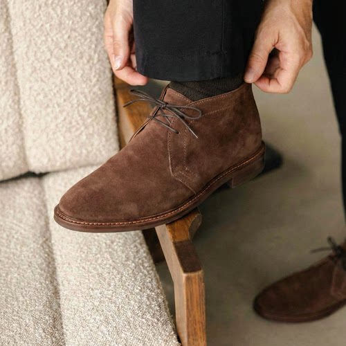 ZEYIMAKE壹植Chukka Boots翻毛皮马球靴男马丁靴真皮英伦风沙漠靴