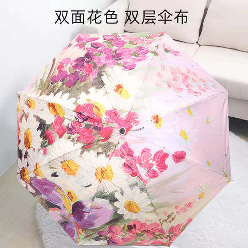 雨伞防晒防紫外线油画折叠黑胶