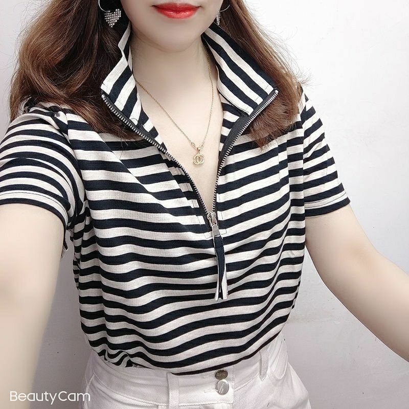 红色条纹短袖t恤女2026夏季T恤