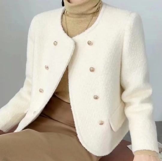 网红款小香风外套女2023秋冬新款夹棉宽松气质名媛小个子短款上衣