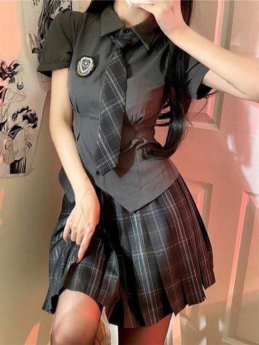 学院风jk制服甜辣收腰衬衫