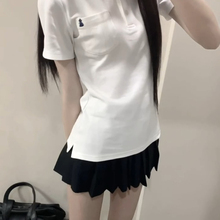 学院风JK制服原创正版日系基础款POLO衫白色收腰短袖校供感上衣女