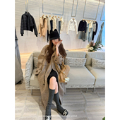 韩系羊毛双面呢长款 aaaaxbbb 燕麦馥芮白 大衣双排扣上衣外套秋冬